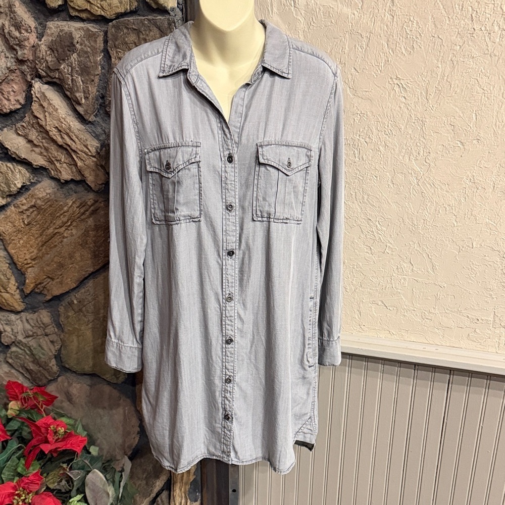 Philosophy Light Gray Denim Shirt